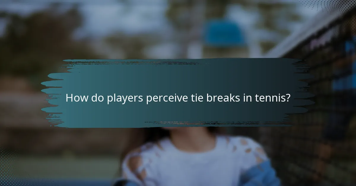 How do players perceive tie breaks in tennis?