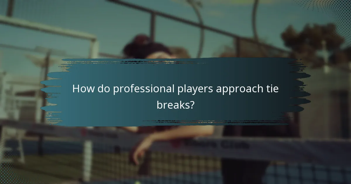 How do professional players approach tie breaks?
