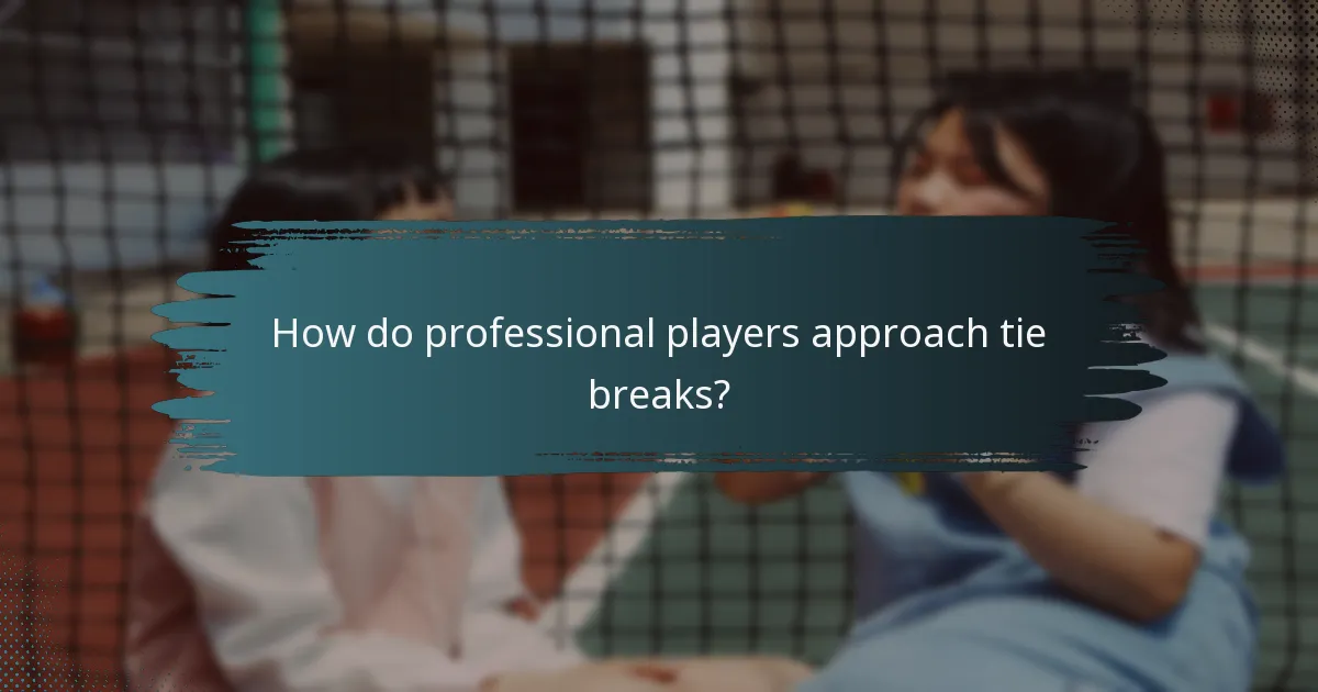 How do professional players approach tie breaks?